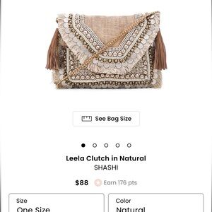 NWOT Shashi Leela Clutch in Natural